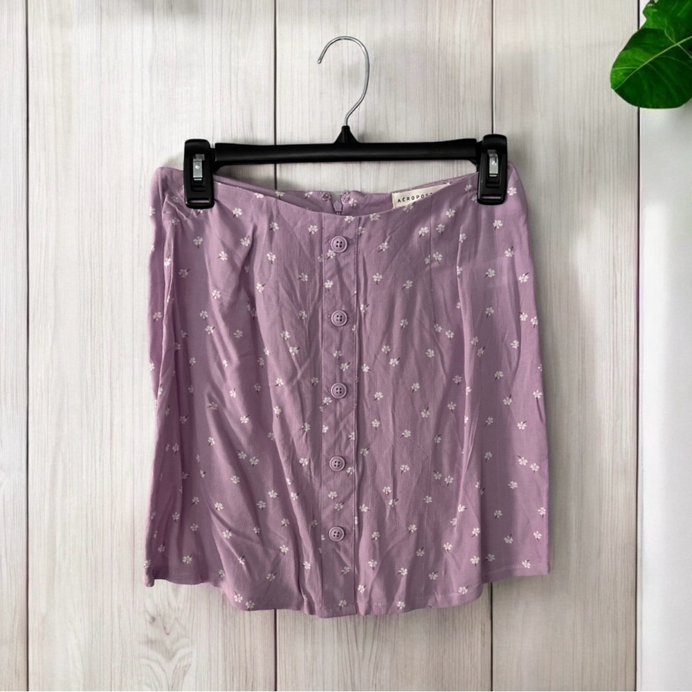 Aeropostale purple Button Front Floral Skirt